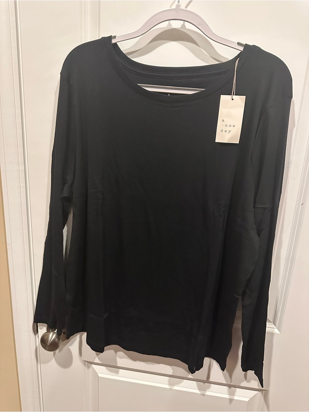 a new day Black Long-Sleeve Crewneck Top